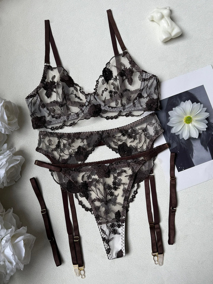 PALOMA | EMBROIDERED LACE BRA SET