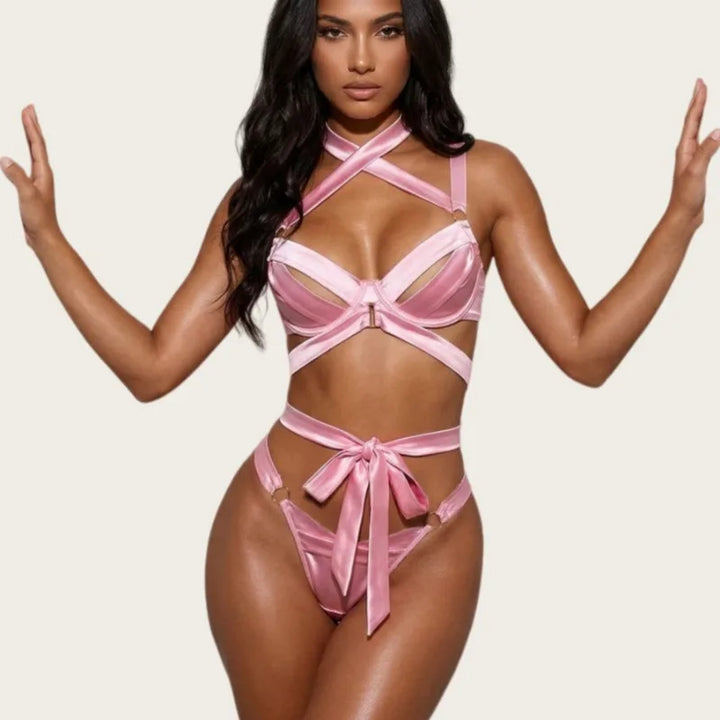 ROUX | SATIN BOW LINGERIE SET