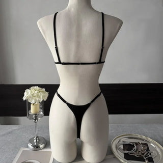 Demeter black micro set on a mannequin, side