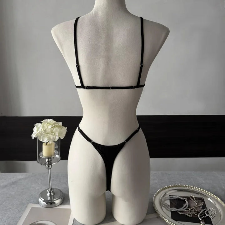 Demeter black micro set on a mannequin, side