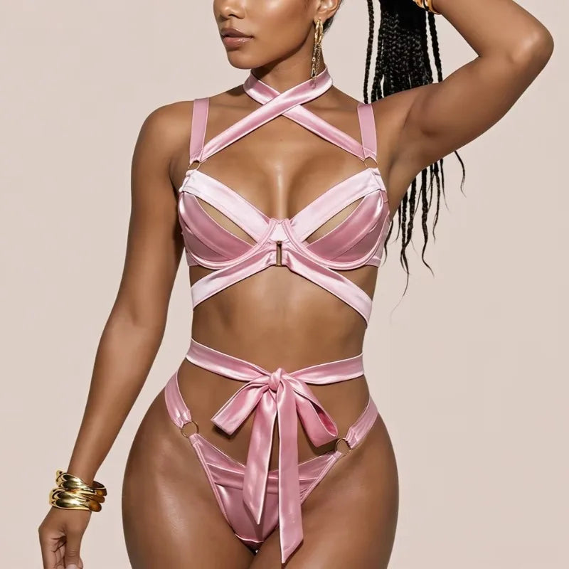 ROUX | SATIN BOW LINGERIE SET