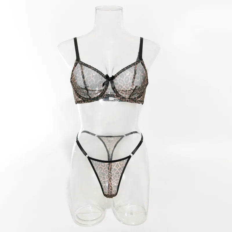 ZARA | LEOPARD MESH BRA SET