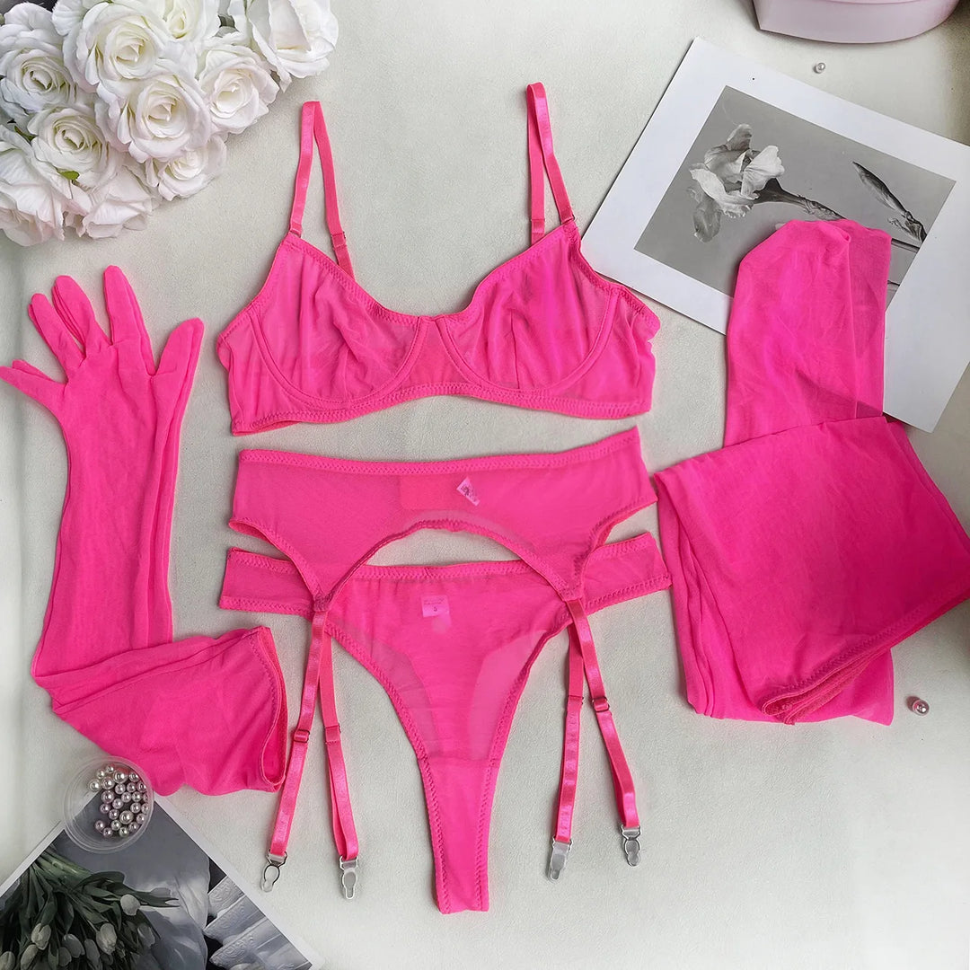 YAEL | MESH GARTER BELT SET