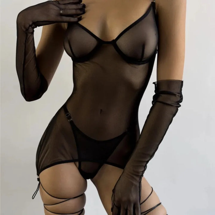 VERA | SHEER MESH LINGERIE SET
