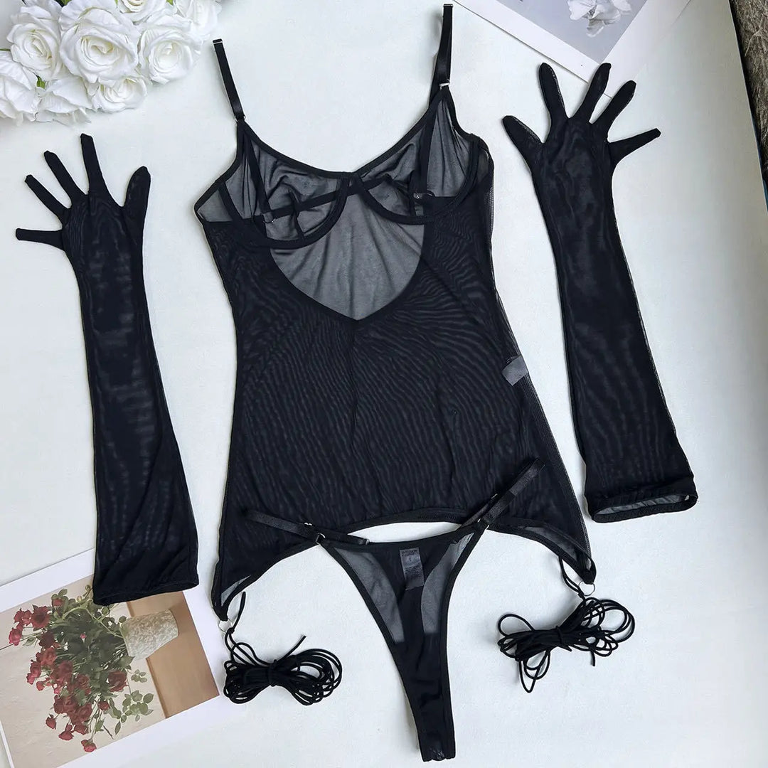 VERA | SHEER MESH LINGERIE SET