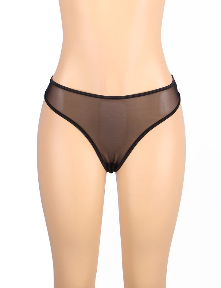 YX868 black mesh thong, front view