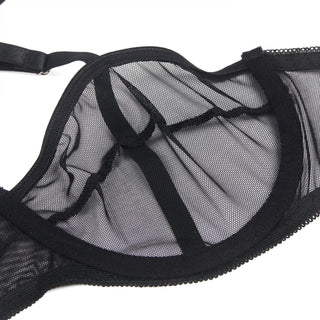 Close view of the YX868 mesh bra cup and strapping